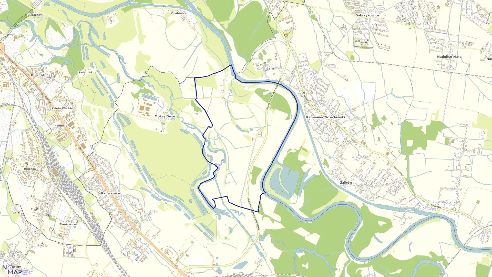 Mapa obrębu Blizanowice-Trestno w gminie Siechnice