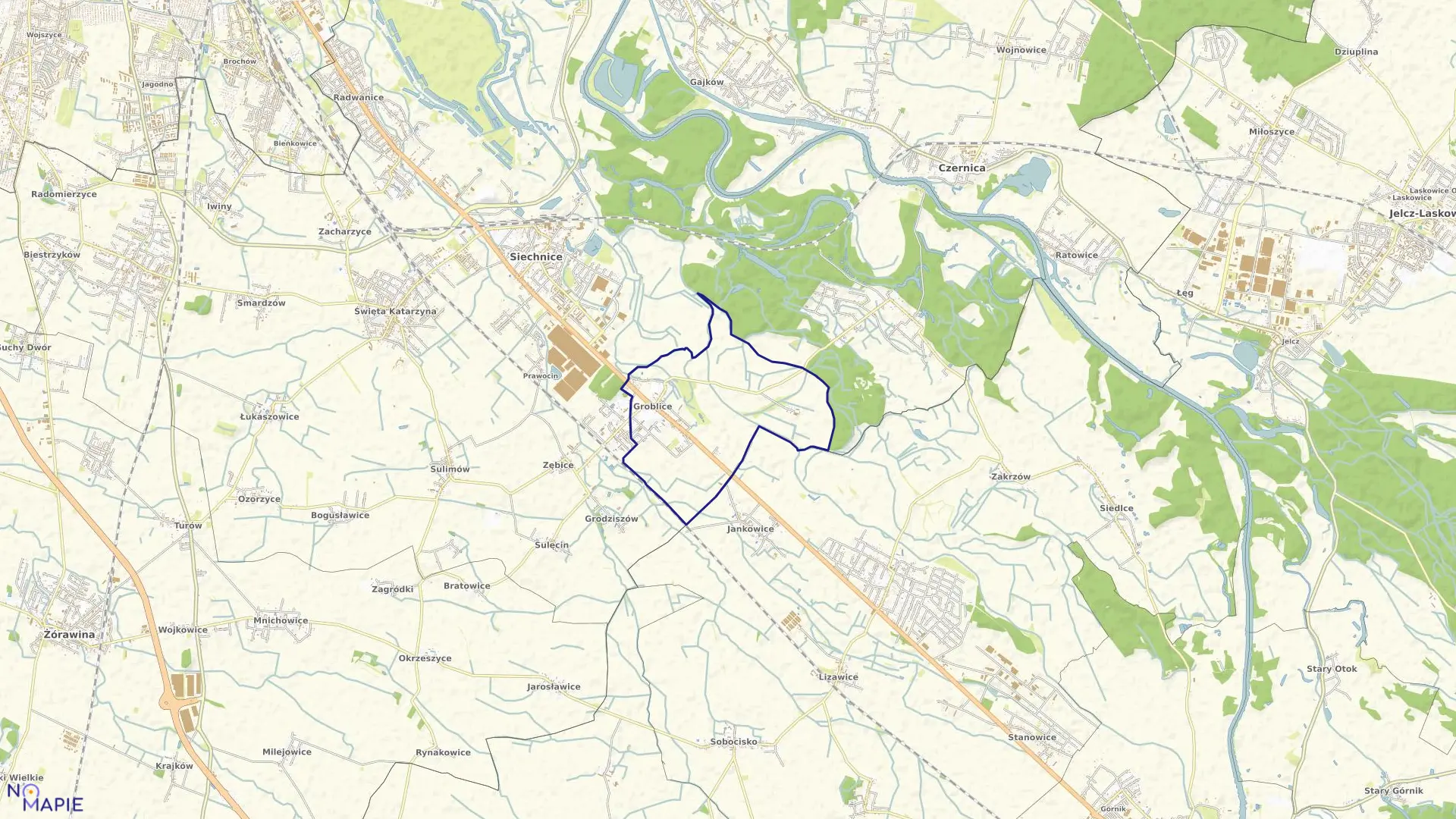 Mapa obrębu Groblice w gminie Siechnice