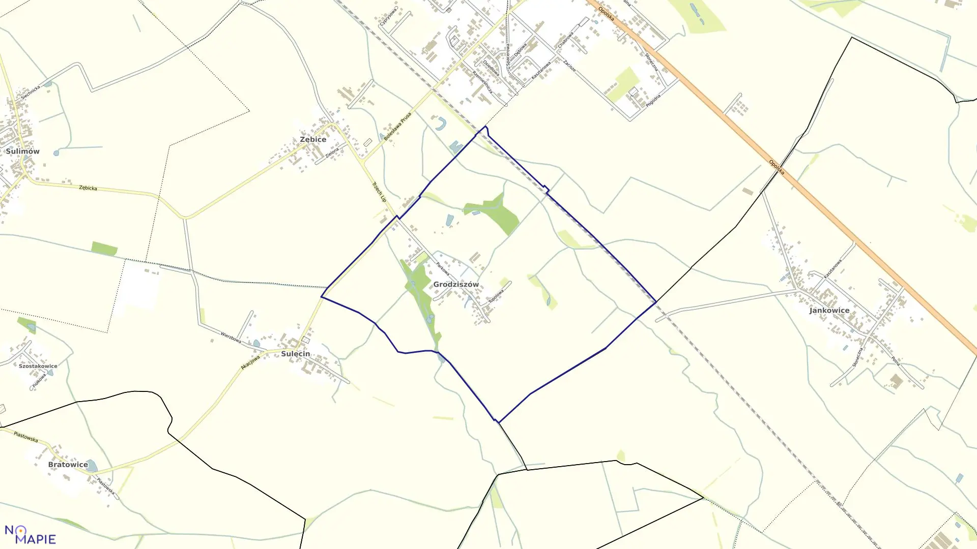 Mapa obrębu Grodziszów w gminie Siechnice