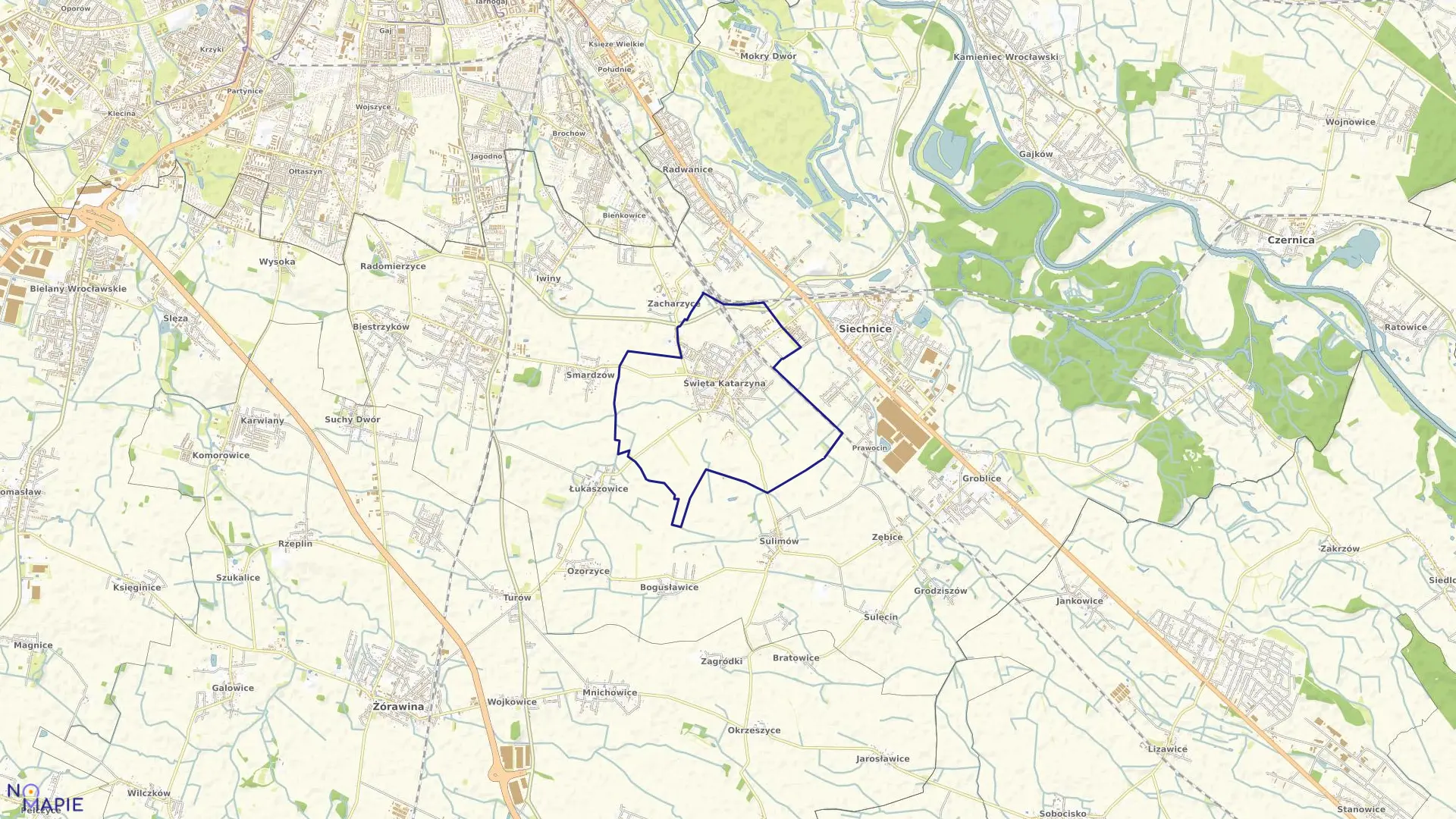 Mapa obrębu Święta Katarzyna w gminie Siechnice